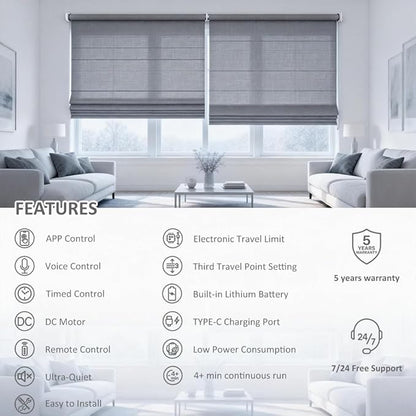 Smart ZigBee Roller Shade Motor Retrofit, Tuya App Control Electric Blind Motor, 5000mAh Rechargeable, Compatible with Alexa & Google Home, High Torque Kit (10 N.m for Φ50mm (2") Groove Tube)