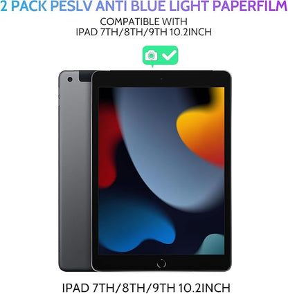 Peslv 2 Pack Anti Blue Light Paper Film for iPad 9th 8th 7th Generation 10.2 Inch, Drawing & Writing Feel Like on Paper, Matte Anti Glare PET Screen Protector, BlueLight Filter Eye Protection Cover