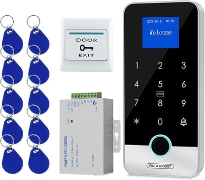 Waterproof Smart Home Security Systems Fingerprint,Password,Tuya Remote Unlock,IC Keychain Multiple Methods，with Door Switch,Power Supply DC 12V,(Electric Lock)