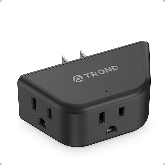 TROND 2 Prong to 3 Prong Outlet Adapter for Old House | 3-Sided Design Plug Extender with 3 AC Sockets, Wall Splitter for Non-Grounded Outlets in Bathroom Kitchen Travel, Black
