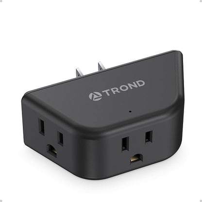 TROND 2 Prong to 3 Prong Outlet Adapter for Old House | 3-Sided Design Plug Extender with 3 AC Sockets, Wall Splitter for Non-Grounded Outlets in Bathroom Kitchen Travel, Black