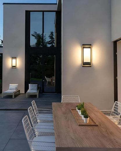 RAYVO Modern Outdoor Wall Light with Dusk to Dawn Sensor, Waterproof Exterior Light Fixture with E26 Base, 3000K LED Bulb Included, Outdoor Sconce Lights for Porch Garage Entryway