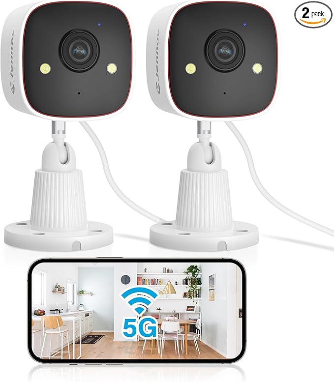 Jennov 2K WiFi Security Camera Indoor/Outdoor, Plug-in Home Surveillance Cam with Color Night Vision, Human Motion Detection, 2-Way Audio, IP66 Waterproof, Baby & Pet Monitor, 5G/2.4G