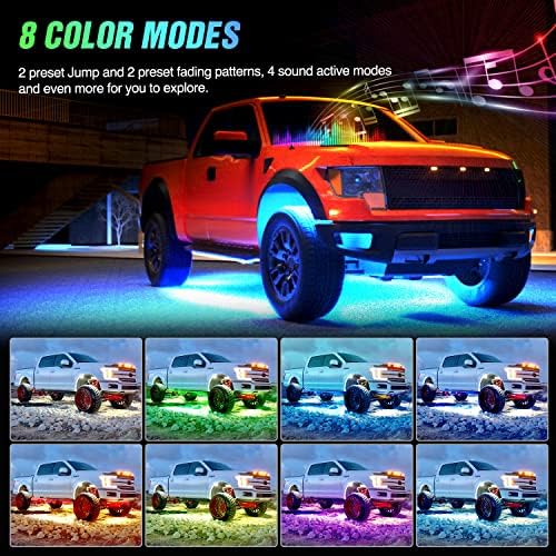 Nilight 4PCS RGB LED Underglow Lights for Cars with Wireless Remote