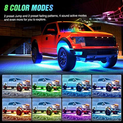 Nilight 4PCS RGB LED Underglow Lights for Cars with Wireless Remote