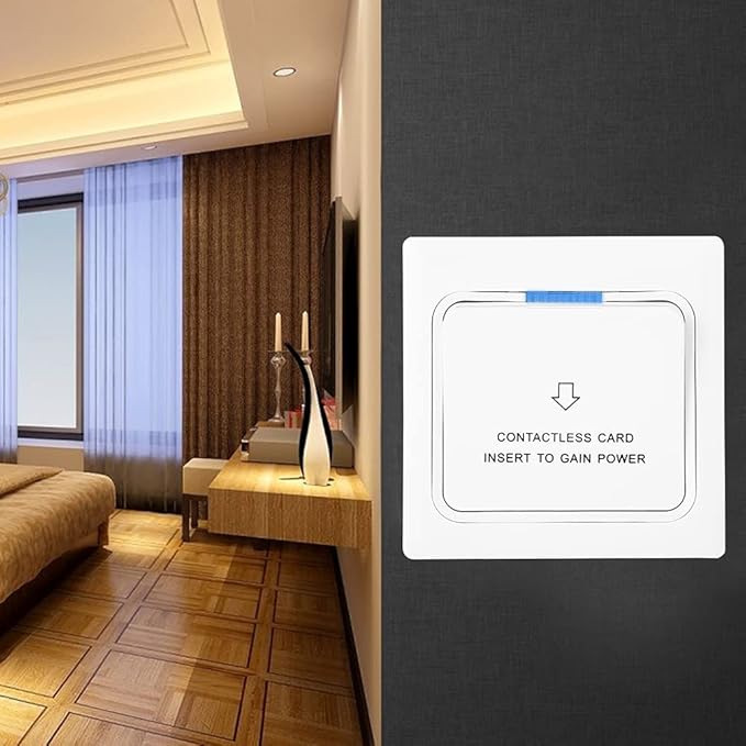 Power Card Sensor Hotel Power Card, Hotel Energy Saving Switch Light Switch Key Plate Extender 3.4x3.4in 100 Times Aging Tests Qualified White For 4150 Card For 125k Frequency Induction Card