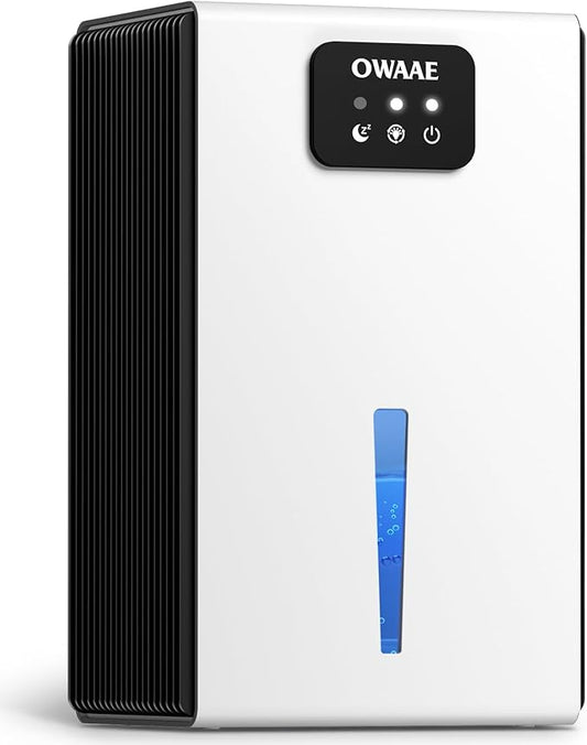 Dehumidifier, 1000 sq.ft Quiet Dehumidifiers for Home Bedroom Bathroom Basement with 95oz Water Tank, Sleep Mode, Auto Shut-Off 7 Colors LED Light, White