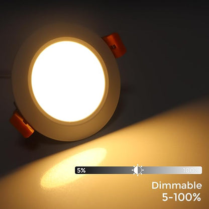 3.5 Inch LED Recessed Lighting Dimmable Downlight, 7W (55W Halogen Equivalent), 3000K Warm White, CRI80, LED Recessed Ceiling Light with Driver (8 Pack)