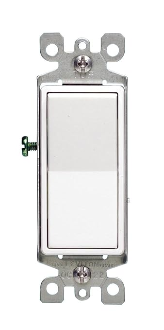 Leviton 15 Amp, 120/277V Decora Rocker 3-Way AC Quiet Switch, 5-Pack, 5603-2WM, White