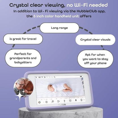HUBBLE CONNECTED SkyVision AI Pro Baby Monitor Camera, HD 5" Home Display