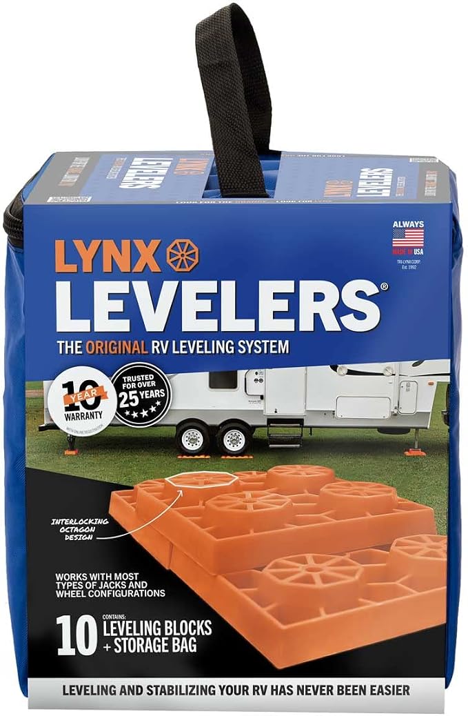 PROGRESSIVE INDUSTRIES RV Surge Protector 50 Amp with Electrical Management System, Portable, EMS-PT50X & Tri-Lynx 00015 Lynx Levelers - 10 Pack, Orange
