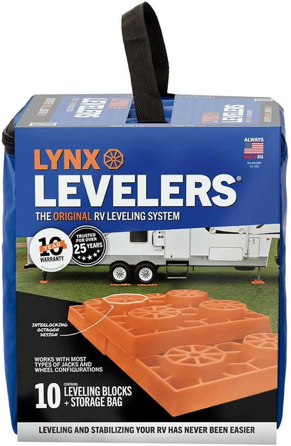 PROGRESSIVE INDUSTRIES RV Surge Protector 50 Amp with Electrical Management System, Portable, EMS-PT50X & Tri-Lynx 00015 Lynx Levelers - 10 Pack, Orange