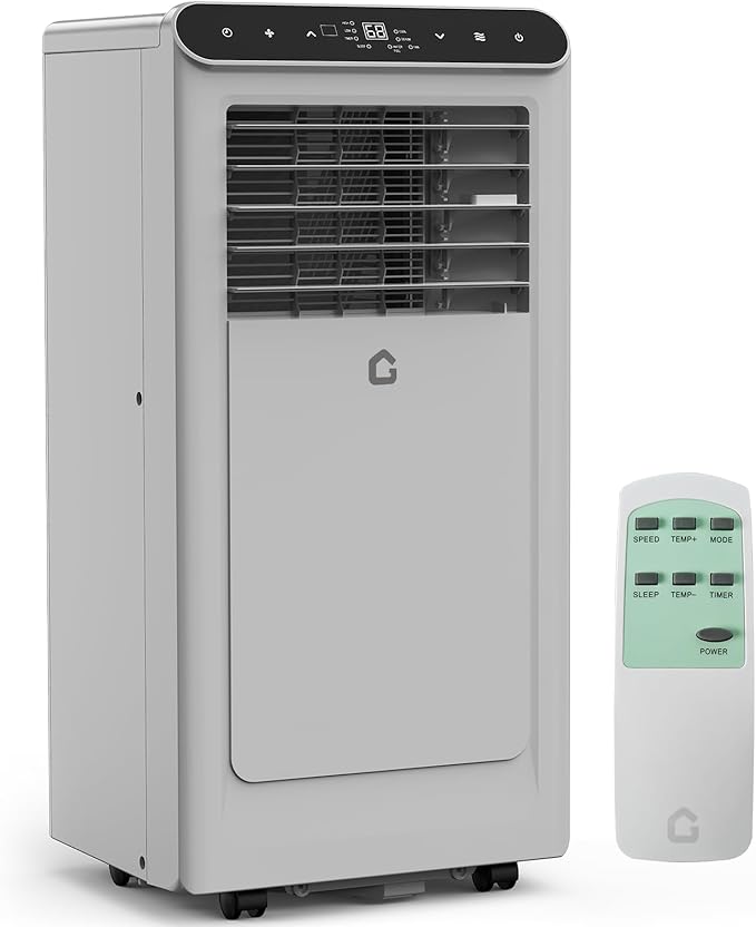 GarveeLife Portable Air Conditioners, 8,000 BTU for Rooms up to 350 Sq.Ft., Smart Compact AC Unit with Cooling, Dehumidifier, Fan, Remote Control and Window Kit, Gray
