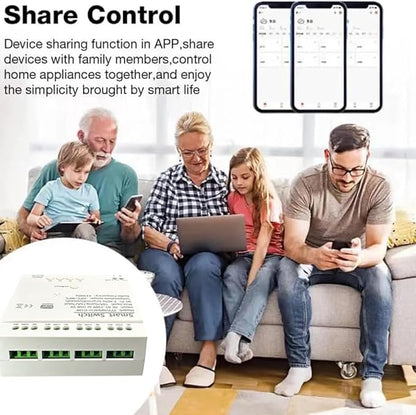 Tuya WiFi Smart Temperature Sensor Controller, 4CH 85-250V Relay Switch, Remote Voice Control, APP Remote Control, Dry Contact, Real-Time Monitoring, Compatible with Alexa and Google Home
