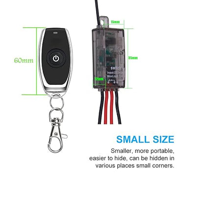 Mini Remote Control Switch,DC 5V/12V/24V/ 5A Relay Wireless ON/Off Switches with164ft Long Range,Micro RF Switch for Car,Motor,Lamps,LED Lights,Fans