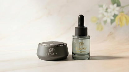 LuvAir Smart waterless car Aroma Diffuser Set, Adjustable Ultra Sonic-Mist Technology, Rechargeable, 100% Natural Fragrance, Aromatherapy Oil Scent Included (Metallic, Bloom Flux)
