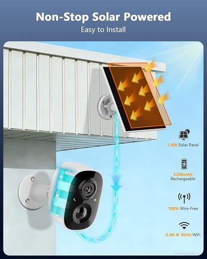 OOSSXX (100% Wire-Free) Solar Outdoor Wireless Security Camera Wi-Fi Battery Powered Cameras Video Surveillance