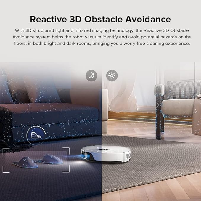 roborock S8+ Robot Vacuum, Sonic Mop with Self-Empty Dock, Stores up to 60-Days of Dust, Auto Lifting Mop, Ultrasonic Carpet Detection, 6000Pa Suction, White (Renewed)