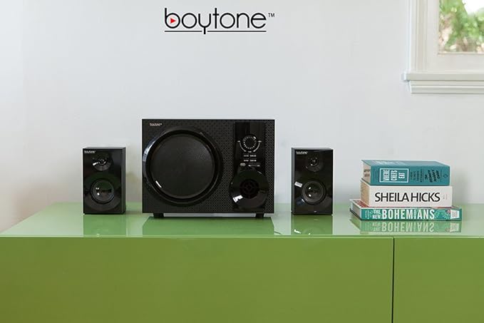 Boytone BT-210FD, Ultra Wireless Bluetooth Main unit, Powerful Sound with Powerful Bass System 30 watt, Excellent Quality Clear Sound & FM radio, with Remote Control Aux Port, SB/SD/ for Smartphone's , Tablets , Desktop Computers , Laptops ,Black Color