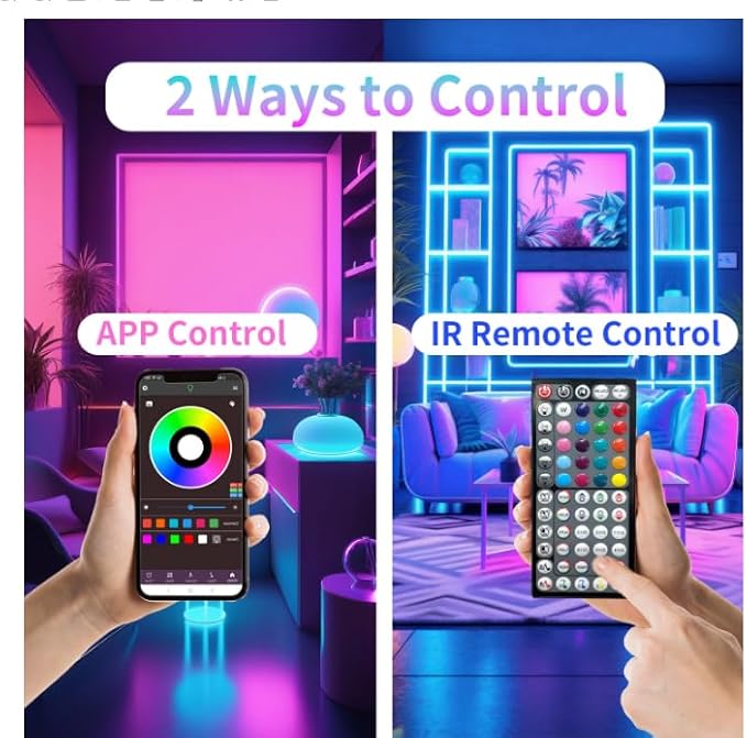 NBBUFF Led Lights for Bedroom 400FT (4 Rolls of 100ft), Color Changing RGB Led Strip Lights with 60 Keys Remote and App Control, Music Sync Led Lights for Room Party Home Decor
