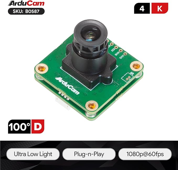 Arducam IMX678 4K USB Camera Module, 8.3MP Low Light Lightburn Camera, Low Light Wide Angle USB2.0 Webcam