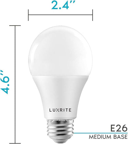 LUXRITE A19 LED Light Bulbs 100 Watt Equivalent Dimmable, 4000K Cool White, 1600 Lumens, Enclosed Fixture Rated, Standard LED Bulbs 15W, Energy Star, E26 Medium Base - Indoor and Outdoor (6 Pack)