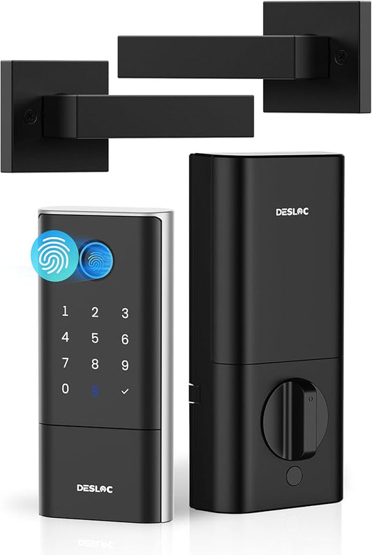DESLOC Fingerprint Smart Lock with Handle, 16 Month Last, Built-in WiFi