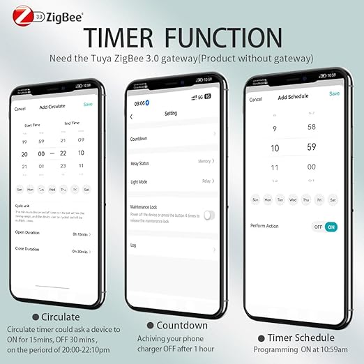 TONGOU Zigbee 3.0 Smart Switch| 1‑63A Adjustable DIN Rail 1P+N| Support Tuya/Smart Life Remote Control| Over-Current Protection| Smart Home Real-time Energy Monitoring| Voice Control| FCC Certified