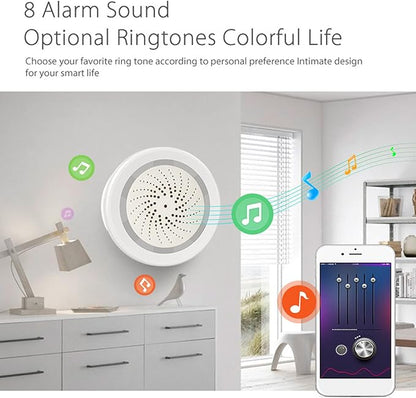 Smart Siren Alarm, Door Alarm System App Control, 90db Sounder Impact Sound Light Alarm for TUYA, for House Apartment ()