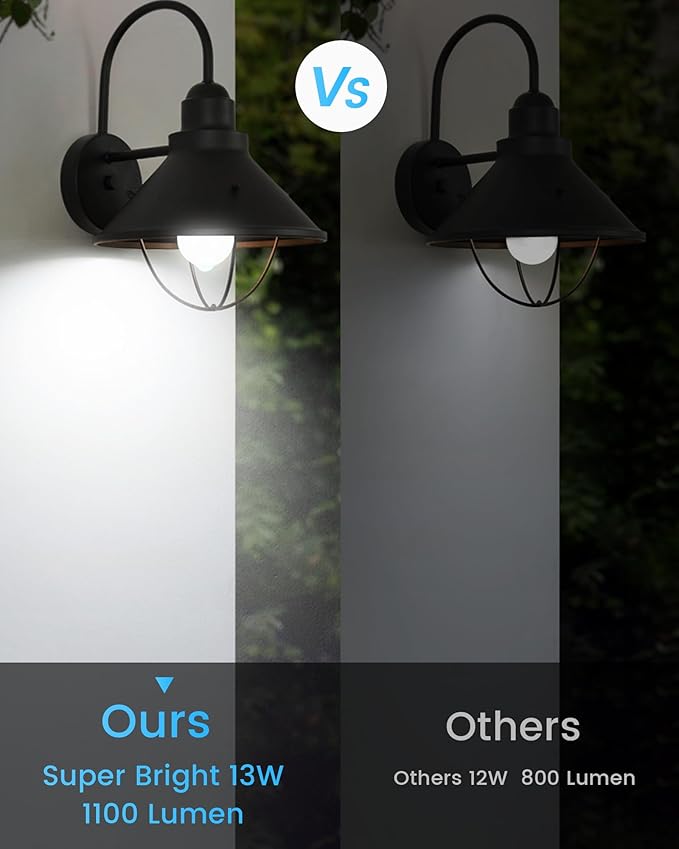 Motion Sensor LED Bulbs with Auto Dusk/Dawn, 13W 1100LM 5000K Daylight, A19 E26 Smart PIR Sensor Lightbulb Outdoor Security Light for Garages Porches Patio Entrances, 100W Equivalent, 2 Pack