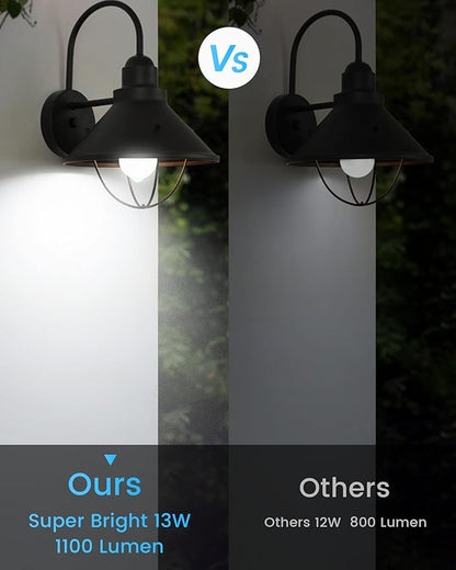 Motion Sensor LED Bulbs with Auto Dusk/Dawn, 13W 1100LM 5000K Daylight, A19 E26 Smart PIR Sensor Lightbulb Outdoor Security Light for Garages Porches Patio Entrances, 100W Equivalent, 2 Pack