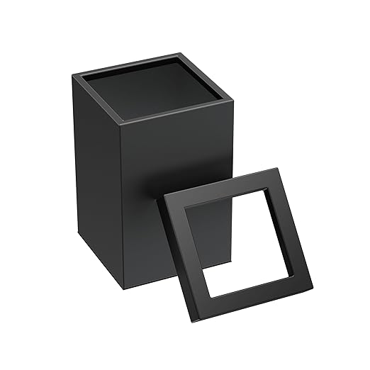 Gatco Small Bathroom Trash Can With Lid, Square 3 Gallon Stainless Steel Wastebasket, Under Sink, Matte Black, For Bathroom, Bedroom, Office (1915)