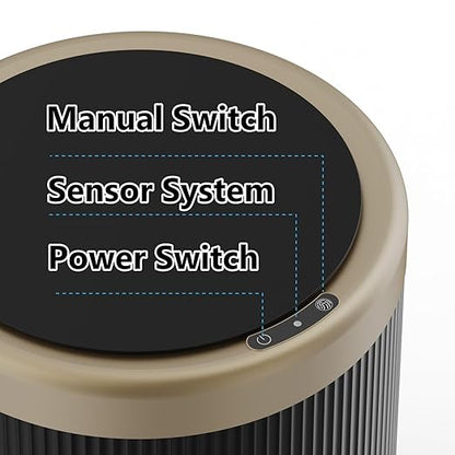 URALFA Automatic Motion Sensor Bathroom Trash Can with Lid, Touchless Trash Bin, Smart Dog Proof Garbage Can, Small Waste Basket for Toilet, Office, Bedroom, 2.8 Gallon, Dark Grey