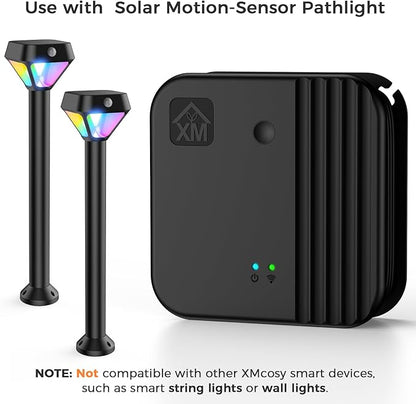 XMCOSY+ Smart Bridge for Smart Solar Outdoor Lights with Motion Sensor, Supports to 128 Devices, 2.4GHz WiFi, Remote Control, Works with Alexa & Google Home, Compatible with Bluetooth & Mesh Devices