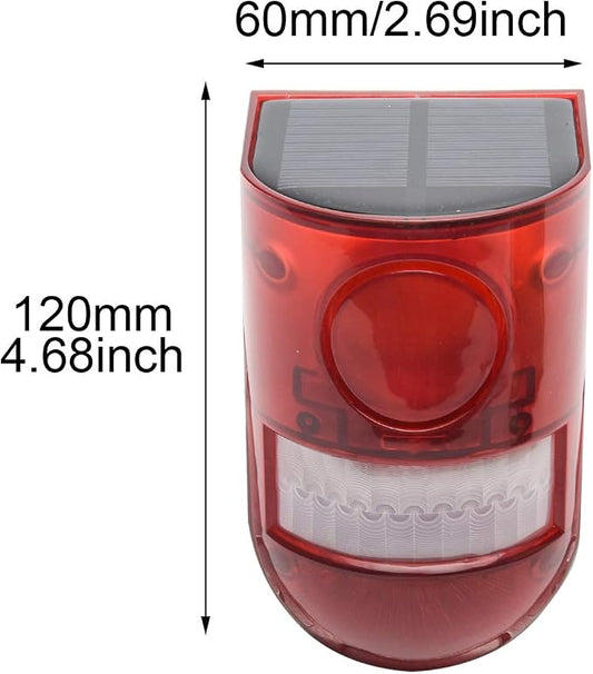 2 Pack Solar Sound and Light Alarm Motion Sensor, 129db Outdoor Security Siren Waterproof Activated Detector Driveway Alarm, 6 LEDs Flash Warning Strobe System, Security Light Alarm for Home, Farm