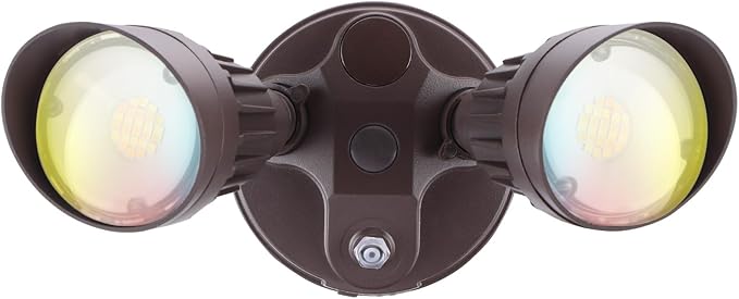 LEONLITE 3CCT Dusk to Dawn LED Security Lights, Adjustable Dual-Head Flood Light Outdoor with Photocell, 3000K/4000K/5000K Selectable, 25W(200W Equiv.), Wet Location, Aluminum, ETL Listed, Bronze