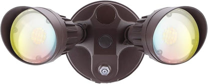 LEONLITE 3CCT Dusk to Dawn LED Security Lights, Adjustable Dual-Head Flood Light Outdoor with Photocell, 3000K/4000K/5000K Selectable, 25W(200W Equiv.), Wet Location, Aluminum, ETL Listed, Bronze