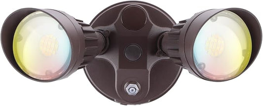 LEONLITE 3CCT Dusk to Dawn LED Security Lights, Adjustable Dual-Head Flood Light Outdoor with Photocell, 3000K/4000K/5000K Selectable, 25W(200W Equiv.), Wet Location, Aluminum, ETL Listed, Bronze