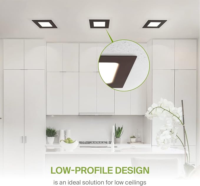 ASD 12 Pack LED Square Recessed Lighting 6 Inch, 5 CCT 2700K-5000K, 15W 60W Eqv, Ultra Thin Dimmable Ceiling Lights with J Box, Canless Wafer Downlight, Slim Panel, UL Energy Star, Oil-Rubbed Bronze