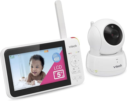 VTech VM924 5" Pan Tilt Zoom Video Baby Monitor – No WiFi, 17 Hour Battery, 1000ft Range, Night Vision, Lullabies, Temperature Sensor & 2-Way Talk – Ideal for New Parents
