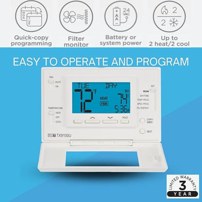 LTX9100U Programmable 7-Day Thermostat, 2-Heat/2-Cool