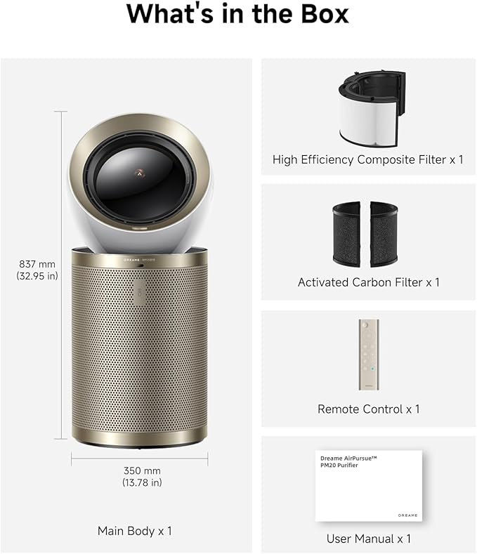 Dreame Smart Air Purifier for Home Large Room, Cleans 7,534 ft² in One Hour with 4 Filters, Dual-way Air Oulets, Al Tracking, Air Quality Monitor with 7 Sensors, 2-in-1 Purifier & Fan, PM10