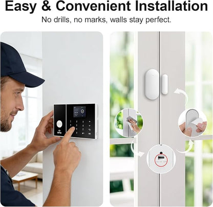 PGST Alarm System for Home Security,16Piece Kits WiFi+GSM/4G Alarm System | No Monthly Fee,Work with Alexa and Google,for Smart Life or Tuya,with Instant App Alerts for Apartment,Kids Safety,office