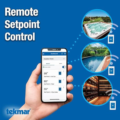 tekmar Wi-Fi Setpoint Control 170 - One Stage Heat or Cool | Innovative Control Unit Connects to Internet | Remote Operation via Watts Home Mobile App | Can Use w/Pools, Hot Tubs, Water Tanks & More