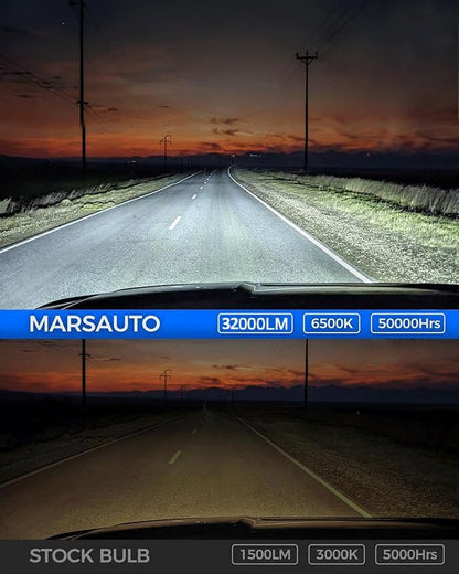 Marsauto H1 LED Bulb, 32000LM 600% Brighter H1 Bulb, 1:1 Mini Size No Adapter Needed for H 1 Fog Lights, Plug and Play, No Flicker, 99% Compatibility, Headlight Bezels