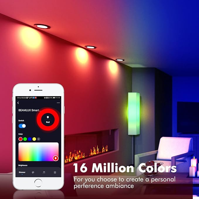 Smart WiFi MR16 Color Changing led Bulbs, Dimmable with App Control, 40° Beam Angle AC/DC12V GU5.3 Base, Compatible with Alexa and Google Home Assistant, No Hub Required 2 Pack