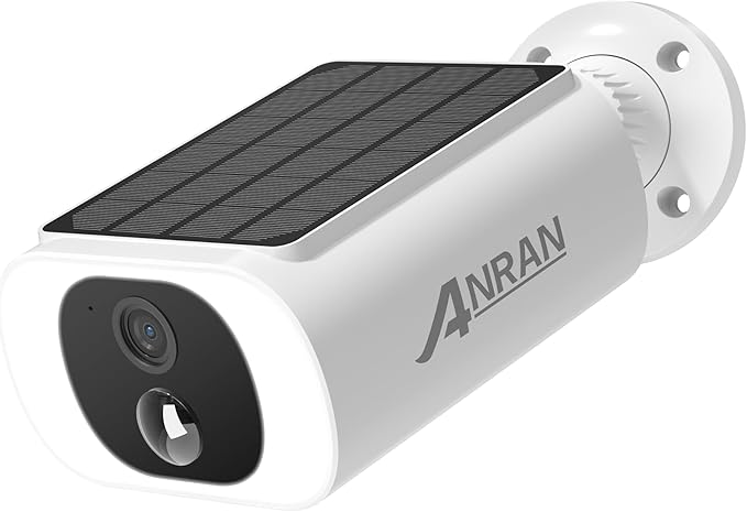 ANRAN 2K Solar Security Cameras Wireless Outdoor, 2.4Ghz WiFi Surveillance Outdoor Camera for Home Security with Embedded Solar Panel, Color Night Vision, 2-Way Talk, IP67 Waterproof, Work with Alexa