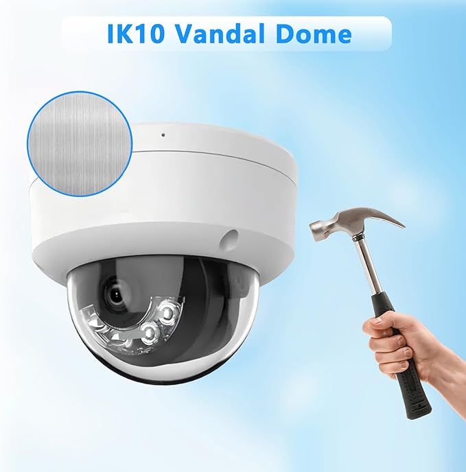 DS-2CD1183G2-LIUF 4K 8MP Smart Hybrid Light PoE IP Dome Camera Outdoor, 2.8mm Wide Viewing Angle, H.265+ Compression, IP67 IK08, Human/Vehicle Detection, Built-in microphone, Work with iVMS-4200