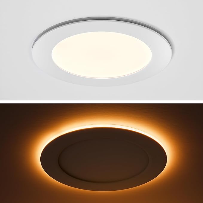 Maxxima 6 in. Slim Recessed LED Downlight with Night Light, 900 Lumens, 12 Watts, 5 CCT 2700K/3000K/3500K/4000K/5000K, 2000K Night Light, Dimmable, 90 CRI, Junction Box Included