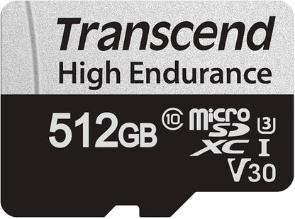 Transcend USD350V Micro SD Card 512GB, U3 V30 Memory Card for Nintendo-Switch/Dash cam/Security Cam/Surveillance/GoPro/Insta360/DJI/Drone/Action Cam, Up to 100MB/s, Full HD Video Recording w/Adapter